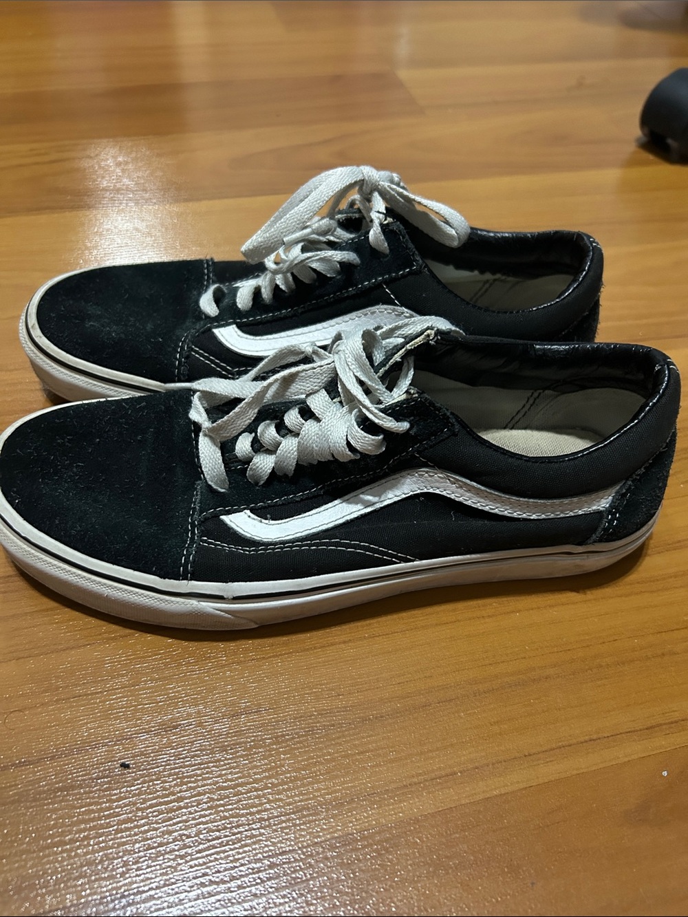 VansClassic Black Skate Sneakers with White Stripe